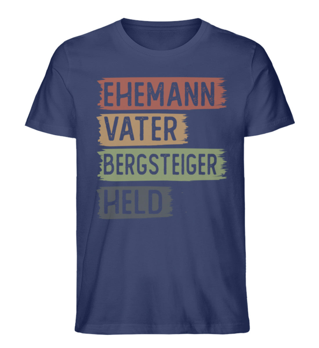 Ehemann, Vater, Bergsteiger, Held - Herren Organic T-Shirt berge klettern Navyblau