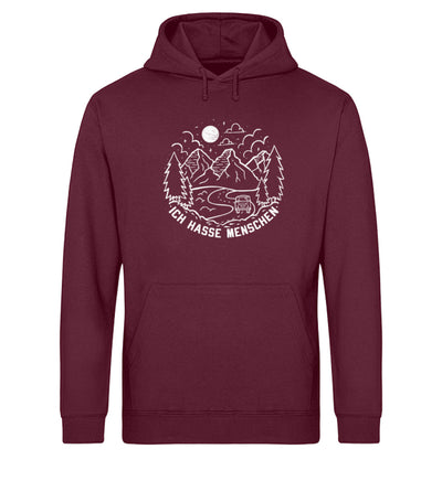 Ich hasse Menschen - Unisex Organic Hoodie camping Weinrot