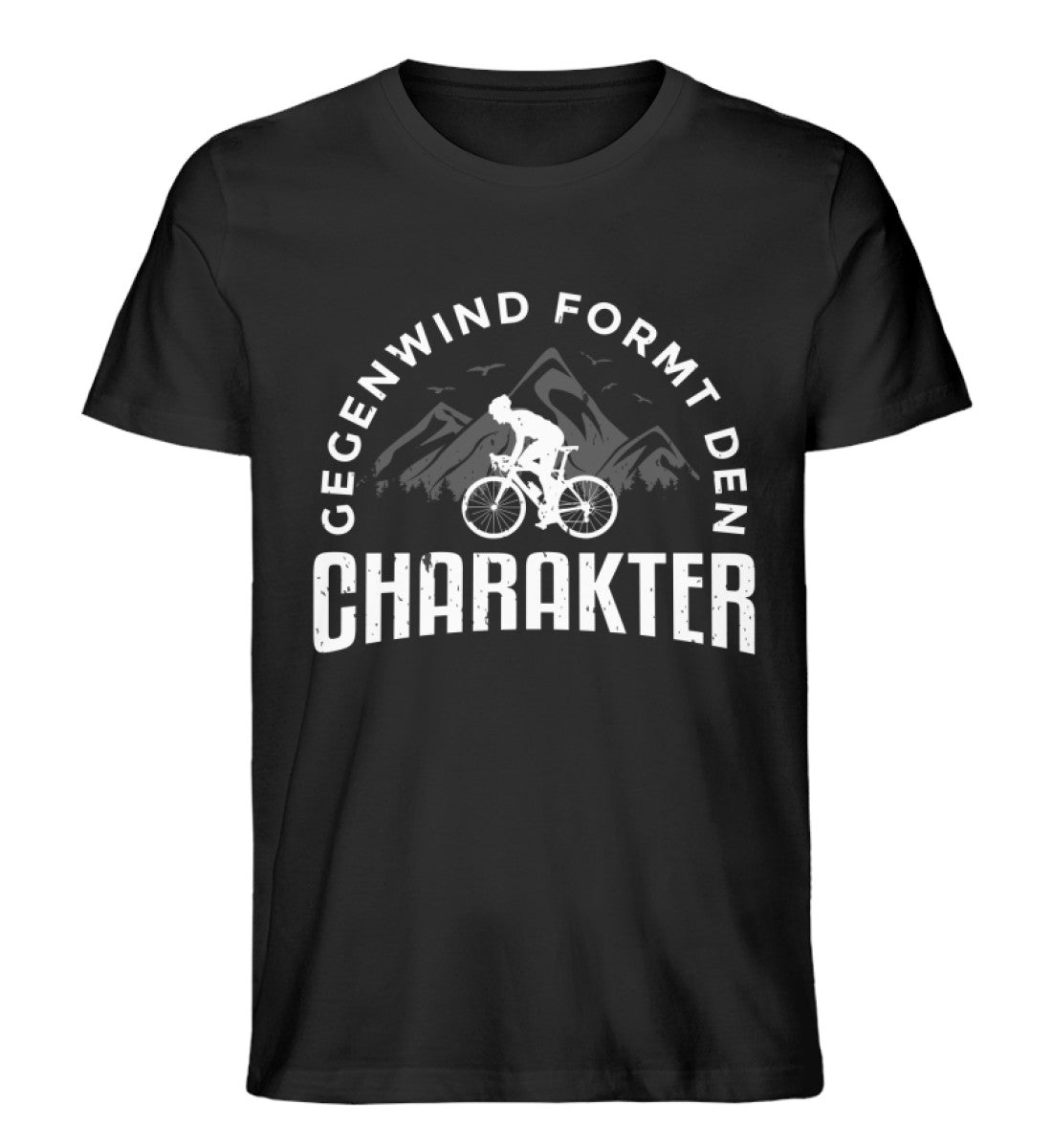 Gegenwind formt den Charakter - Herren Organic T-Shirt fahrrad mountainbike Schwarz