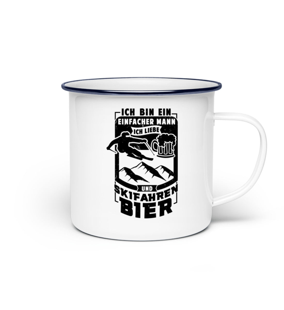 Einfacher Mann - Skifahren und Bier - Emaille Tasse ski