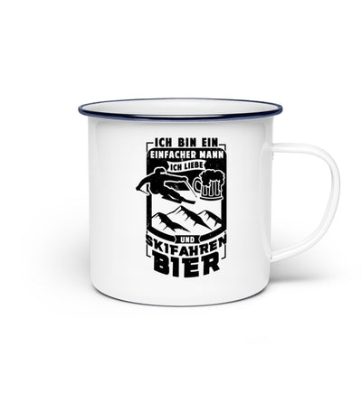 Einfacher Mann - Skifahren und Bier - Emaille Tasse ski