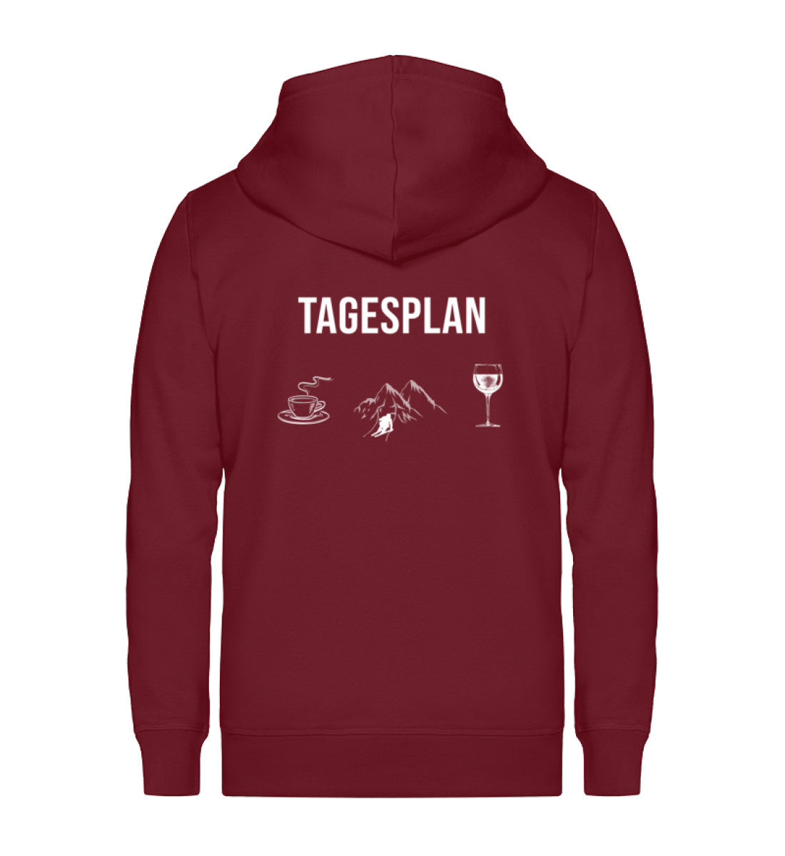 Tagesplan Kaffee, Ski und Wein - Unisex Premium Organic Sweatjacke klettern ski Weinrot