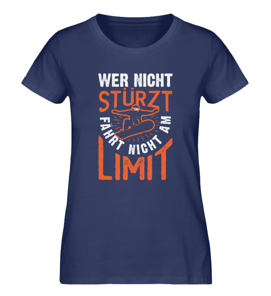 Wer nicht Stürzt - Damen Organic T-Shirt snowboarden Navyblau