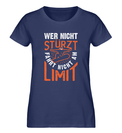 Wer nicht Stürzt - Damen Organic T-Shirt snowboarden Navyblau