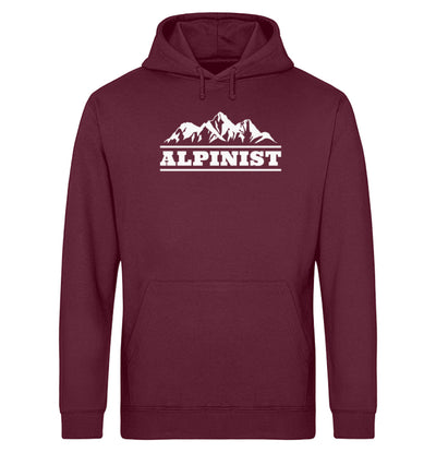 Alpinist - Unisex Organic Hoodie berge wandern Weinrot