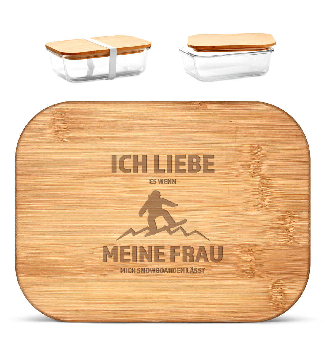 Ich liebe meine Frau - Snowboarden - ~ - Brotdose mit Holzdeckel (Gravur) Default Title