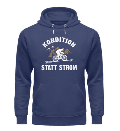 Kondition statt Strom - Unisex Premium Organic Hoodie fahrrad mountainbike Navyblau