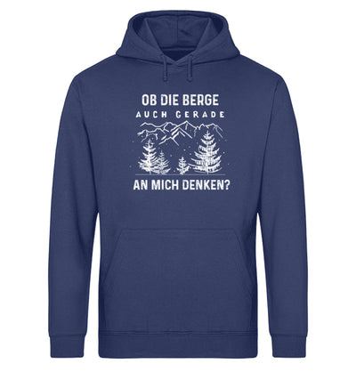 Ob die Berge auch gerade an mich denken - Unisex Organic Hoodie berge Navyblau