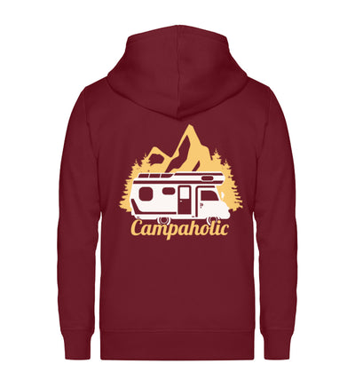 Campaholic. - Unisex Premium Organic Sweatjacke camping Weinrot