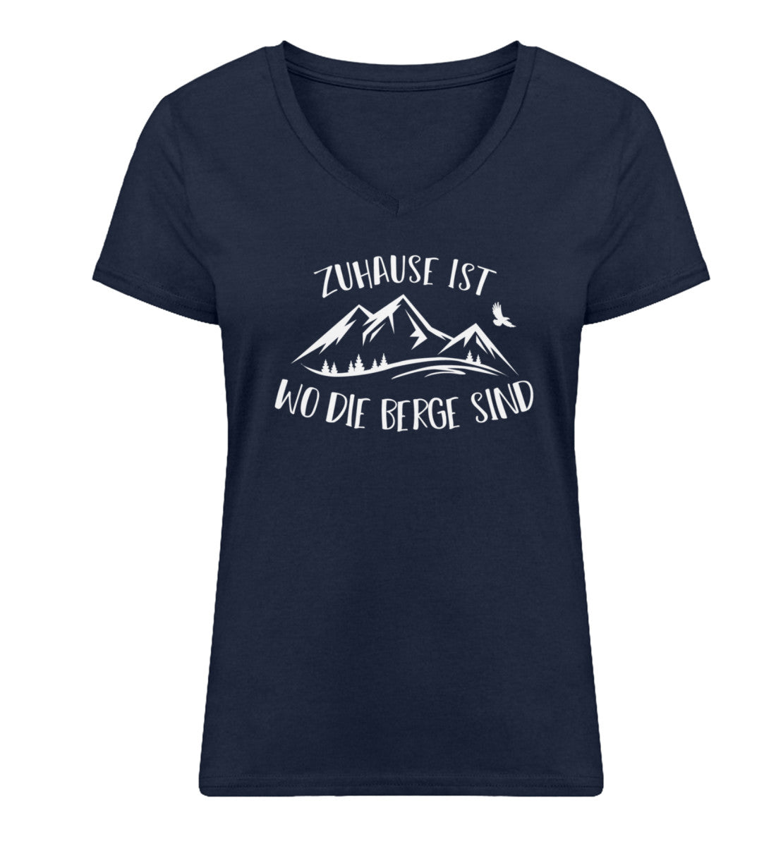 Zuhause ist wo die Berge sind - Damen Organic V-Neck Shirt Navyblau