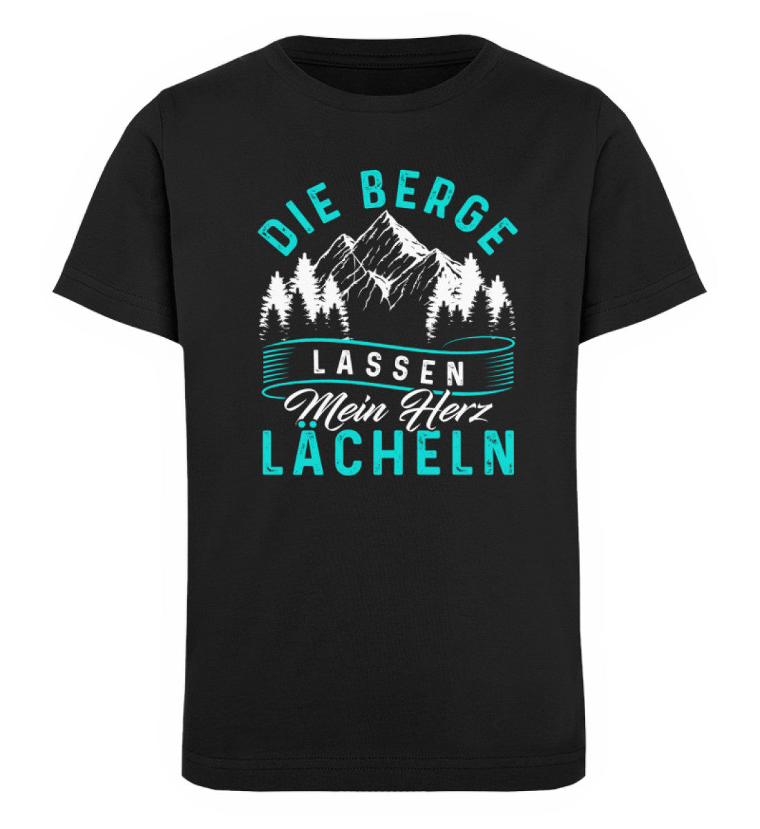 Berge lassen mein Herz lächeln - Kinder Premium Organic T-Shirt berge Schwarz