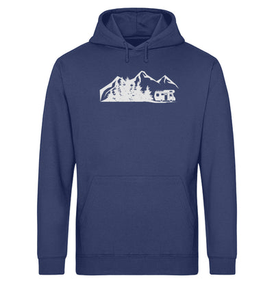 Berglandschaft und Wohnmobil - Unisex Organic Hoodie berge camping Navyblau