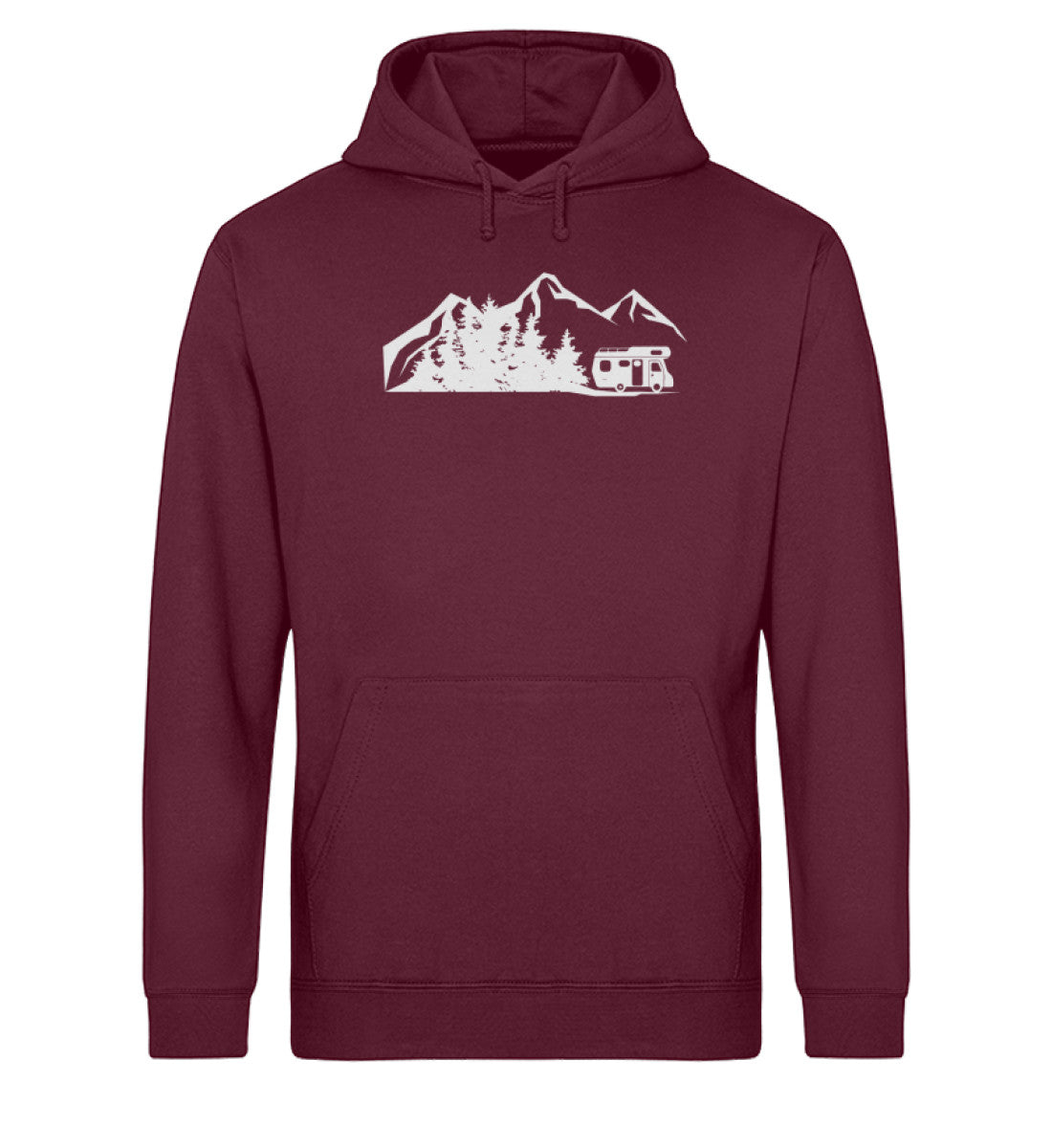 Berglandschaft und Wohnmobil - Unisex Organic Hoodie berge camping Weinrot