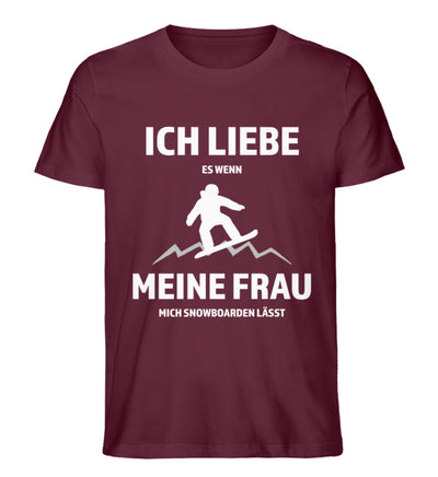 Ich liebe meine Frau - Snowboarden - Herren Premium Organic T-Shirt snowboarden Weinrot