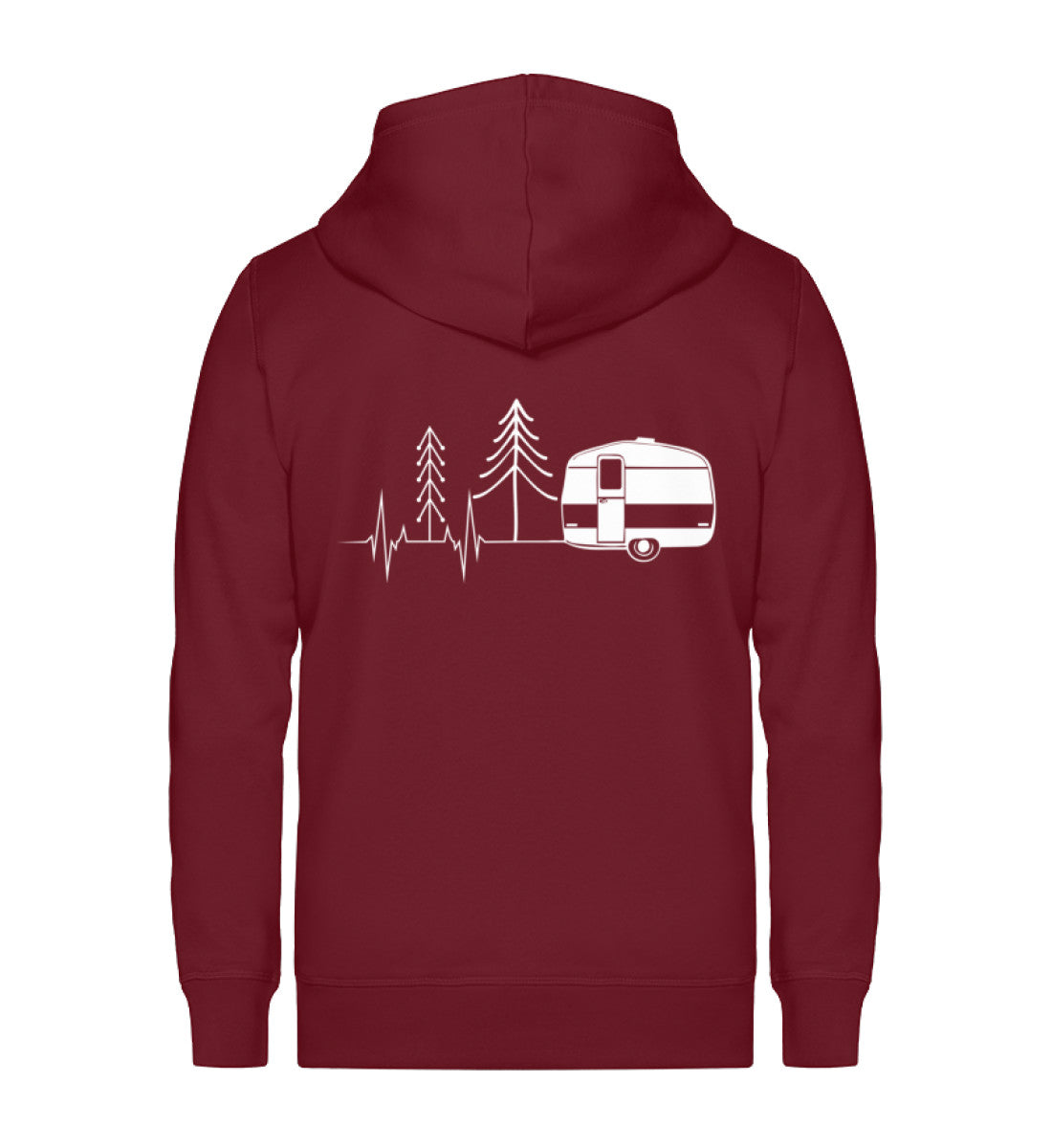 Herzschlag Wohnwagen - Unisex Premium Organic Sweatjacke camping Weinrot