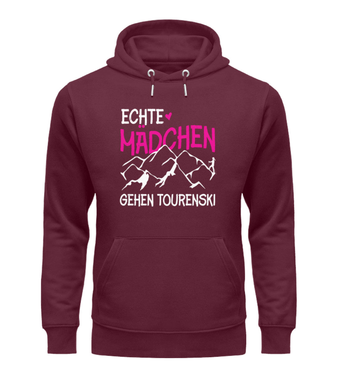 Echte Mädchen gehen Tourenski - Unisex Premium Organic Hoodie Weinrot