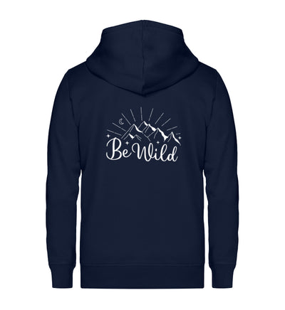 Be Wild - Unisex Premium Organic Sweatjacke camping wandern Navyblau