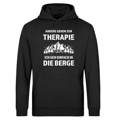 Therapie? Ich geh einfach in die Berge - Unisex Organic Hoodie berge wandern Schwarz